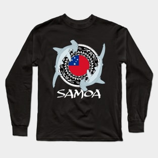 Hammerhead sharks on Samoan flag Long Sleeve T-Shirt